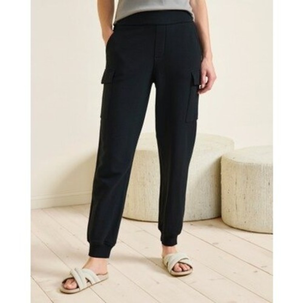Garnet Hill NWT Passport French Terry Cargo Joggers Large Black Lounge Pants
